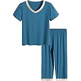 Latuza Women's Sleepwear Tops with Capri Pants Pajama Sets