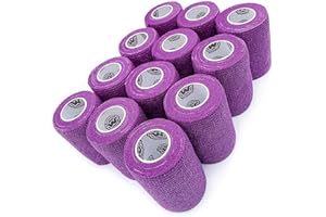 WildCow 3" Purple Vet Wrap Tape Bulk, 12 Pack Cohesive Bandage Wrap, Self Adherent Grip Rolls