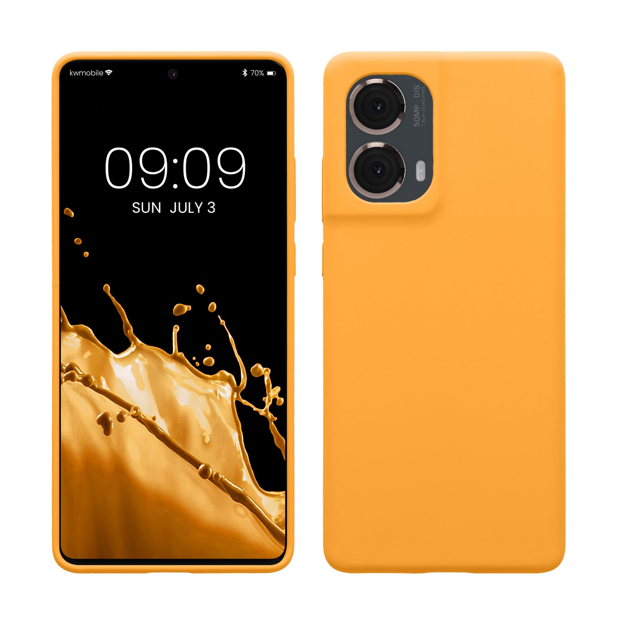 kwmobile Case for Motorola Moto G85 5G Case - Soft Cover - Shockproof Silicone - Wireless Charging Fruity Orange