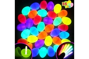 JOYIN 35 Easter Eggs with Mini Sticks (70PCs Total) for Kids Glow-in-The-Dark Basket Stuffers Fillers Gift, Easter Hunt Game Party Favors Decorations Supplies, Classroom Prizes.