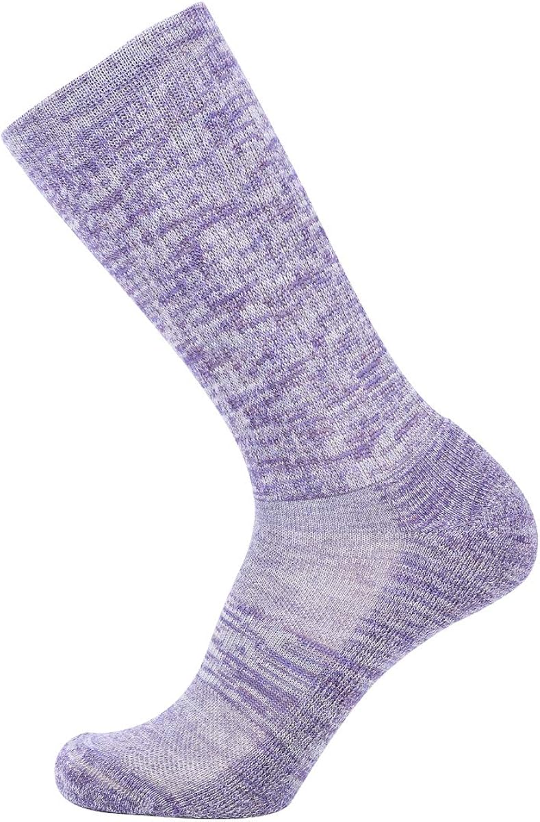 EnerWear 4 Pack Women's Merino Wool Outdoor Hiking Trail Crew Sock (US Shoe Size 4-10, Light Grey/Blue/Multi): Clothing