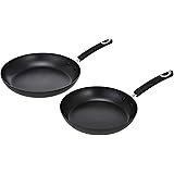 Amazon Basics Hard Anodized Non-Stick 2-Piece Skillet Set, 9.5-Inch and 11-Inch, Black