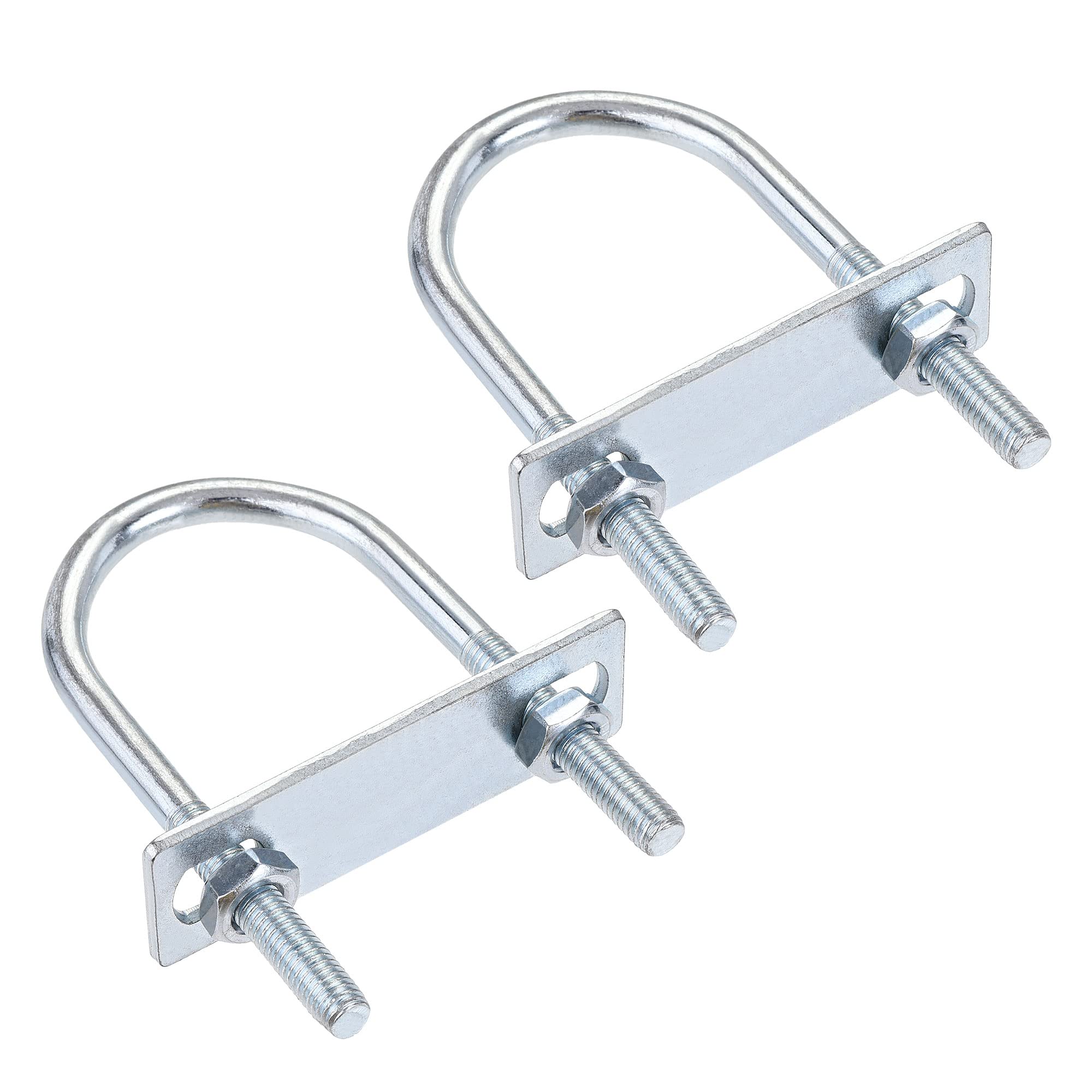 sourcing map Round U-Bolts 2 Sets 1.77"(45mm) Inner Width 100mm Length Steel M8 with Nut, Plate