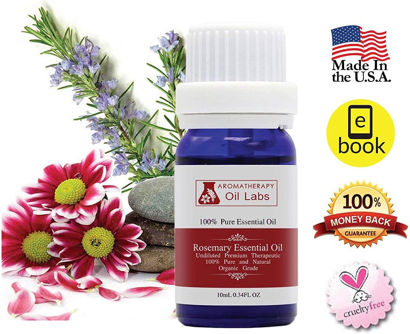 Rosemary Essential Oil Aromatherapy 100% Pure Premium Quality Fragrance Aroma Scented 10ml 0.34oz for Car Shower Aromatherapy Machine