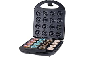 MICROPION Mini Pancakes Maker, Mini Donut Maker Machine for Breakfast, Snacks, Desserts & More With Non-stick Surface, Cake Machine, Double-Sided Heating Makes 16 Doughnuts (C)