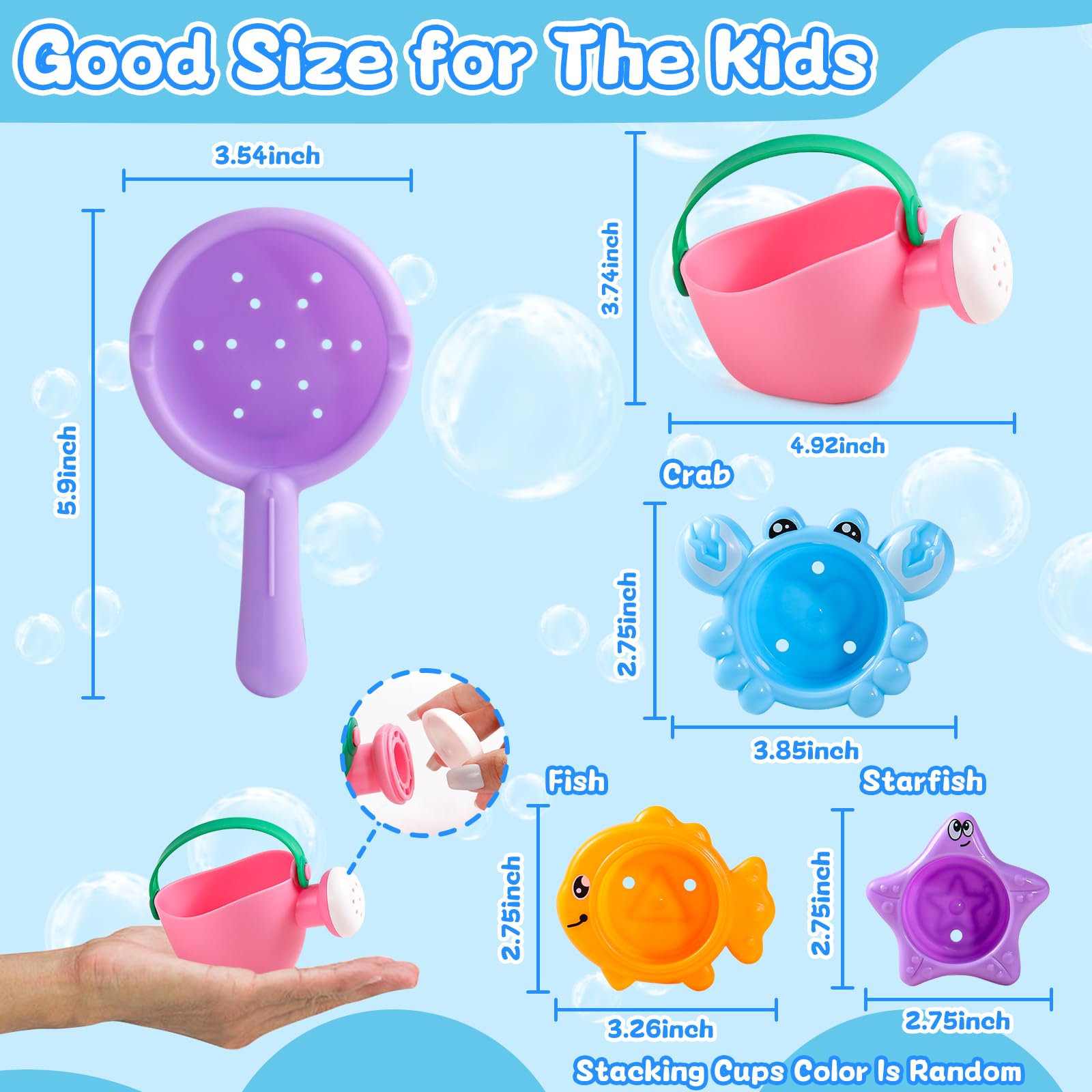 Baby Bath Toys for Kids Ages 1-3 5 PCS Toddler Bath Toys Mold Free for 2-4 Bathtub Sand Beach Pool Water Toddler Toys & Christmas Birthday Gifts (Color Random)