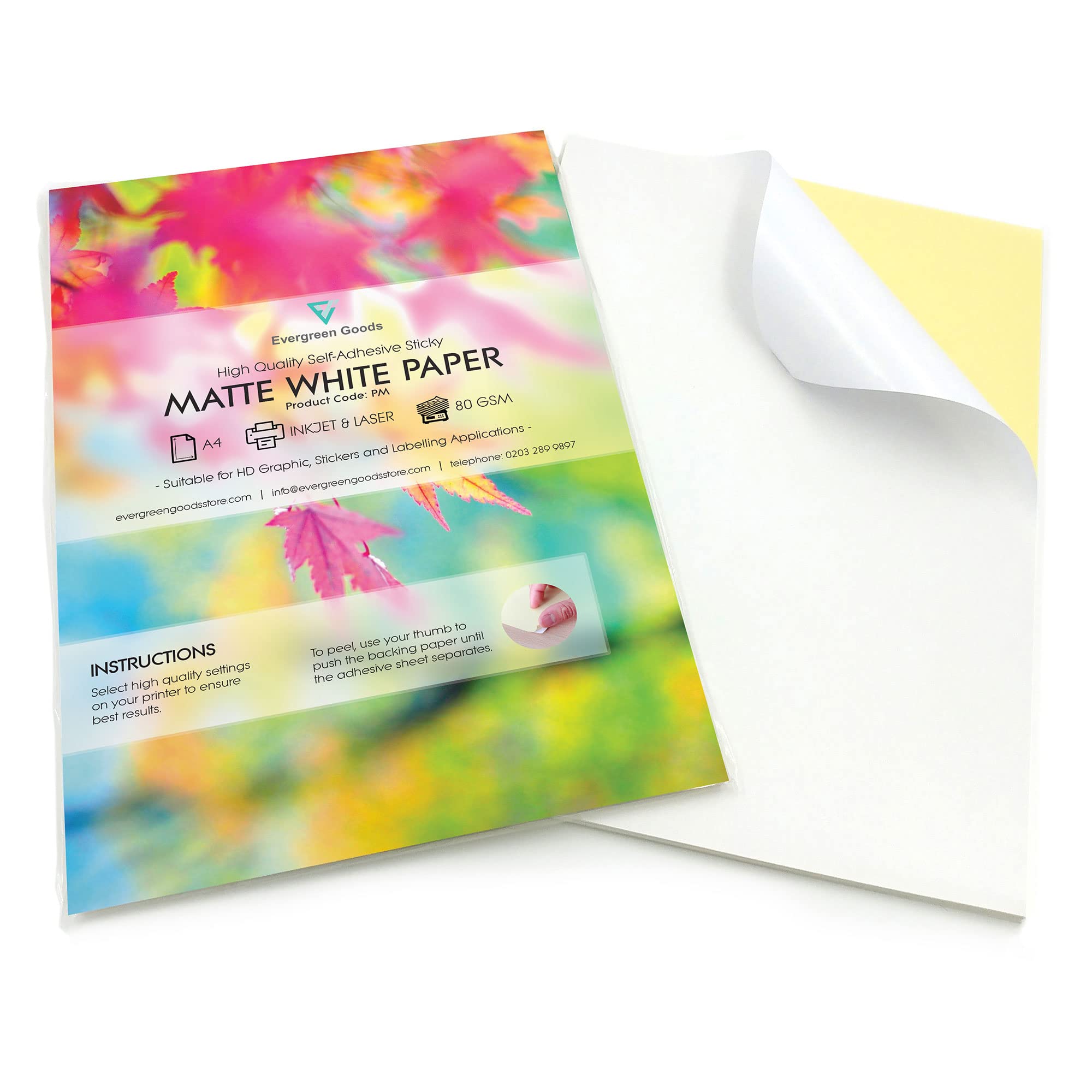 25 Sheets of Quality A4 White MATT Self Adhesive/Sticky Back Label Printing Paper Sheet