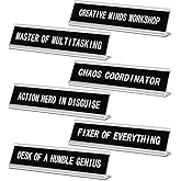 Coume 6 Pcs Funny Desk Signs for Office 10 x 2" Chaos Coordinator Name Plates Funny Desk Name Plates Black Novelty Nameplate Humorous Gifts for Women Men Coworkers Boss Friends