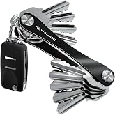 KeySmart Original Key Holder - Compact Key Organizer for Key Chain, Minimalist Clutter-Free EDC Keychains Key Ring, Black, 8 Keys