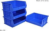 Rhino Tuff Bin 60 Plastic Storage Parts Bins - Pack of 5 - Large Stacking view 2