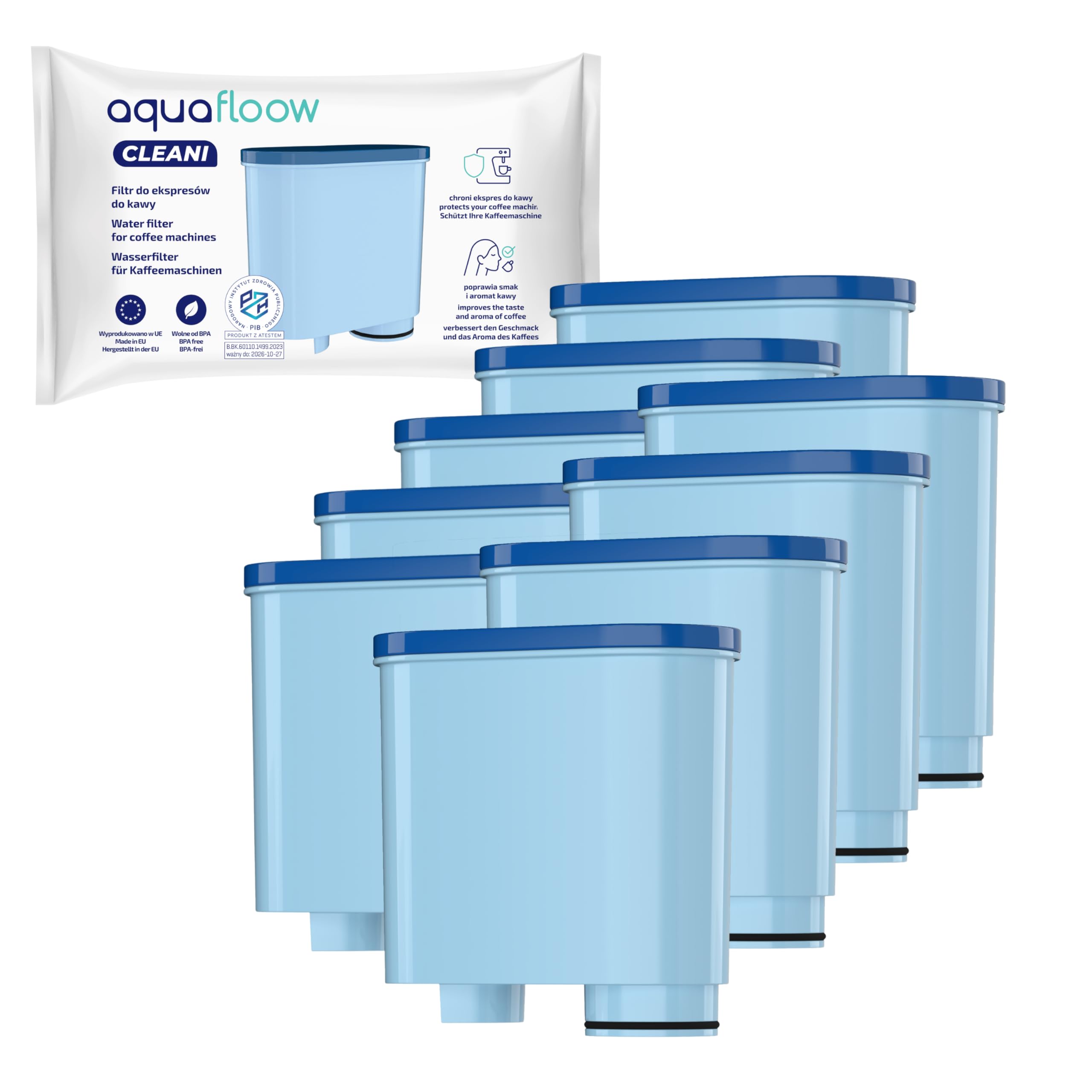 Aquafloow Replacement Water Filter Compatible with Philips® AquaClean® CA6903/10 & CA6903/22, Saeco® LatteGo® Series 2200/3200/5400 & PicoBaristo (9X)