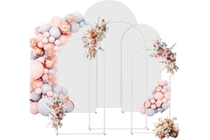 HEOMU Arch Backdrop Stand and Cover Set (7.3FT, 6.6FT, 6FT), Wedding Arch Frame with Spandex Fitted Arch Cover, Balloon Arch Stand with Threaded Connection for Wedding Birthday Graduation, White