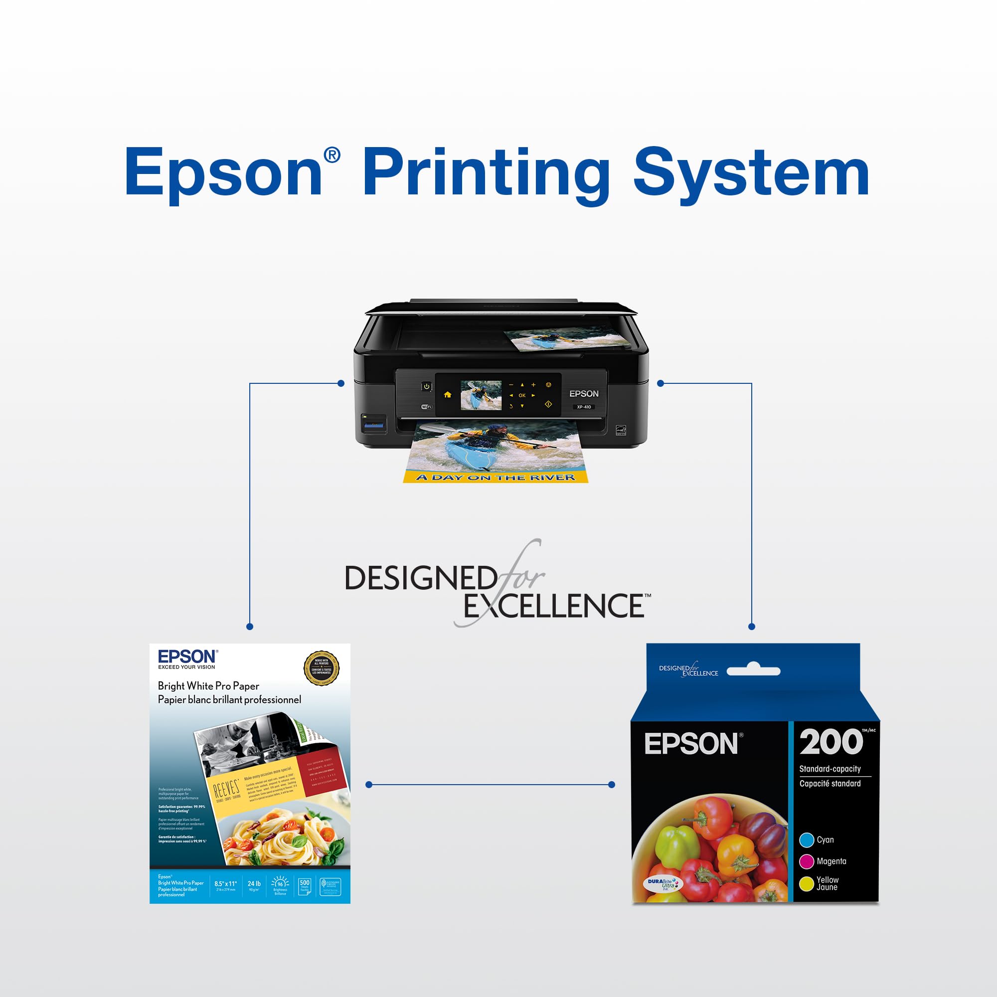 EPSON 200 DURABrite Ultra Ink High Capacity Black & Standard Color Cartridge Combo Pack (T200XL-BCS) Works with WorkForce WF-2520, WF-2530, WF-2540, Expression XP-200, XP-300, XP-310, XP-400, XP-410, Black and color combo pack