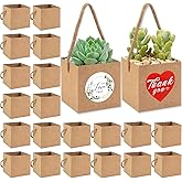 Fanjashn Succulent Wrap Bags with Thank You & Let Love Grow Sticker, Succulent Gift Box for 2.5'' Pot, Kraft Paper Gift Boxes, Succulent Party Favors, Wedding, Baby Shower Favors for Guest (40 Pack)