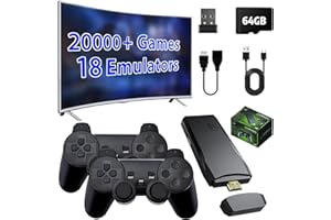 ZeroStory 2026 Upgrade Retro Game Console Stick, Retro Video Game Console Stick Built in 20000+ Games with 15 Emulators, 4K HDMI Output with 2 Pack 2.4G Controllers for Christmas gifts (64GB)