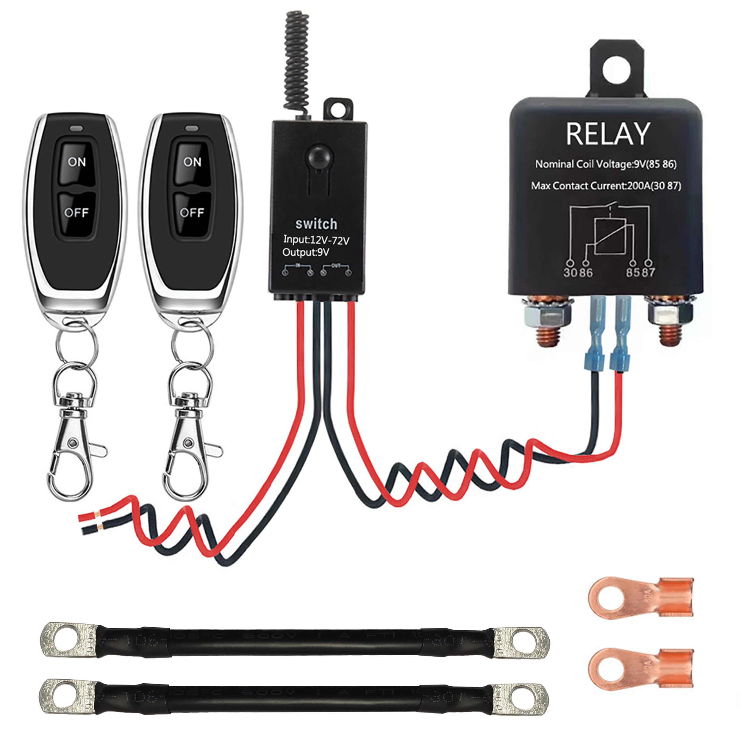 Photo 1 of * DIRTY USED * WOODGUILIN Wireless Remote Kill Switch for Car, Remote Battery Disconnect Switch Car,DC12V-72V 200A Remote Car Kill Switch Anti Theft Automatic Shut Off Switch, for Auto, Truck, Boat, RV.