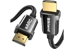 Silkland 8K HDMI ARC/eARC Cable 2.1 for Soundbar 6.6ft, 8K@60Hz 4K@120Hz High Speed HDMI Cord for Home Theater, 48Gbps, Dolby Atoms, DTS:X Compatible for Vizio Samsung Bose Sound bar, UHD TV, Blu-ray