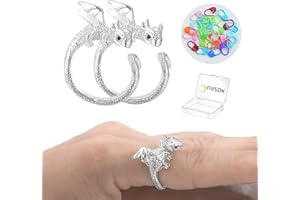 Juszok 2Pcs Crochet Tension Ring for Fingers Crocheting 30Pcs Crochet Stitch Markers for Knitting Stitch Locking Markers Clips Dragon Yarn Guide Knitting Tension Rings for Crocheting with Box