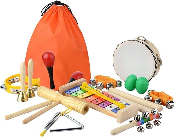Amazon Retyly 個幼児 赤ちゃん楽器セット パーカッションおもちゃ楽しい幼児のおもちゃ木製の木琴カリヨンのおもちゃ ズムのバンドセット すべての年齢の子供用のパーカッションセット 楽器玩具 おもちゃ