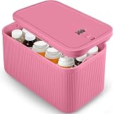 Seggmntree Medicine Lock Box with Code,Taller Size Small Lock Box with Combination Code for Medication Safe,Lock Box for Pills/Snack/Ipad Mini,Locked Container for Home/Office 9.4X5.15X5.7inch Pink