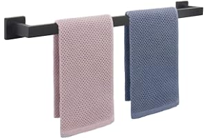 NearMoon Towel Bar, Bath Accessories Premium Thicken Stainless Steel Square Shower Towel Rack for Bathroom, Towel Holder Wall Mounted(1 Pack, Matte Black, 24 Inch)