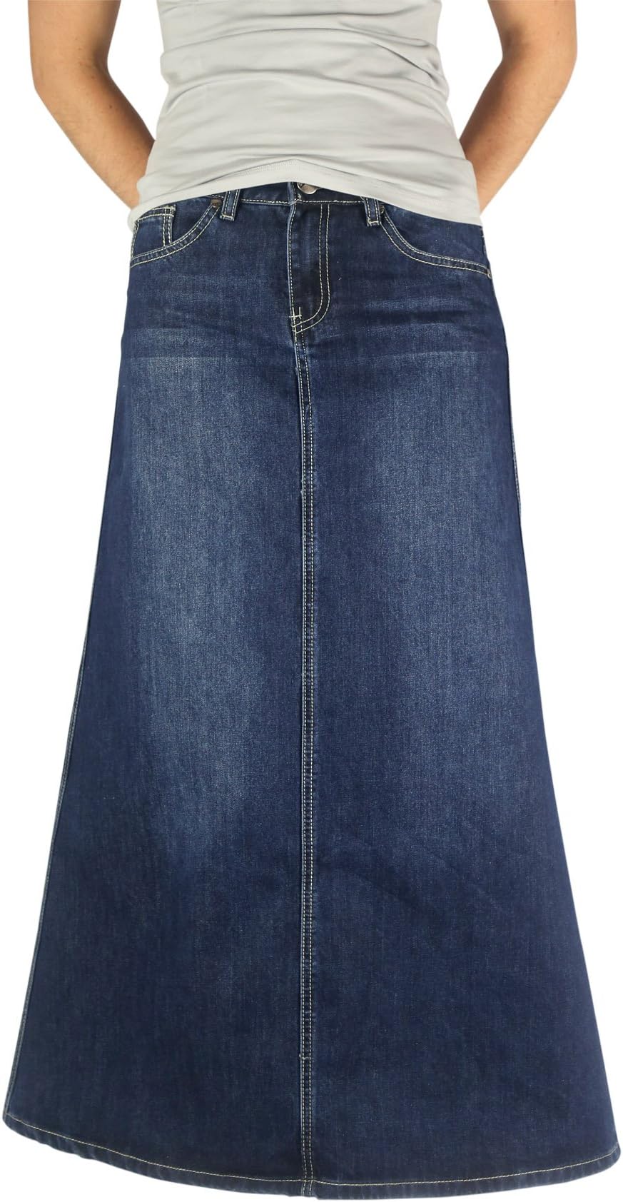 Classic Modest Long Denim Skirt (17/18)