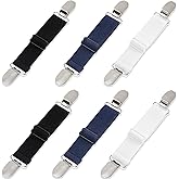 QUCKOIYJ 6 Pcs Elastic Pant Cinch Clip,Pant Waist Tightener Waist Clip Belt Adjustable Boot Straps for Women Men