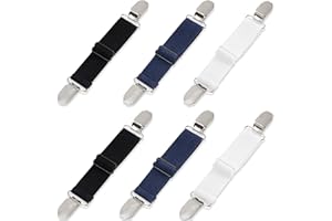 QUCKOIYJ 6 Pcs Elastic Pant Cinch Clip,Pant Waist Tightener Waist Clip Belt Adjustable Boot Straps for Women Men