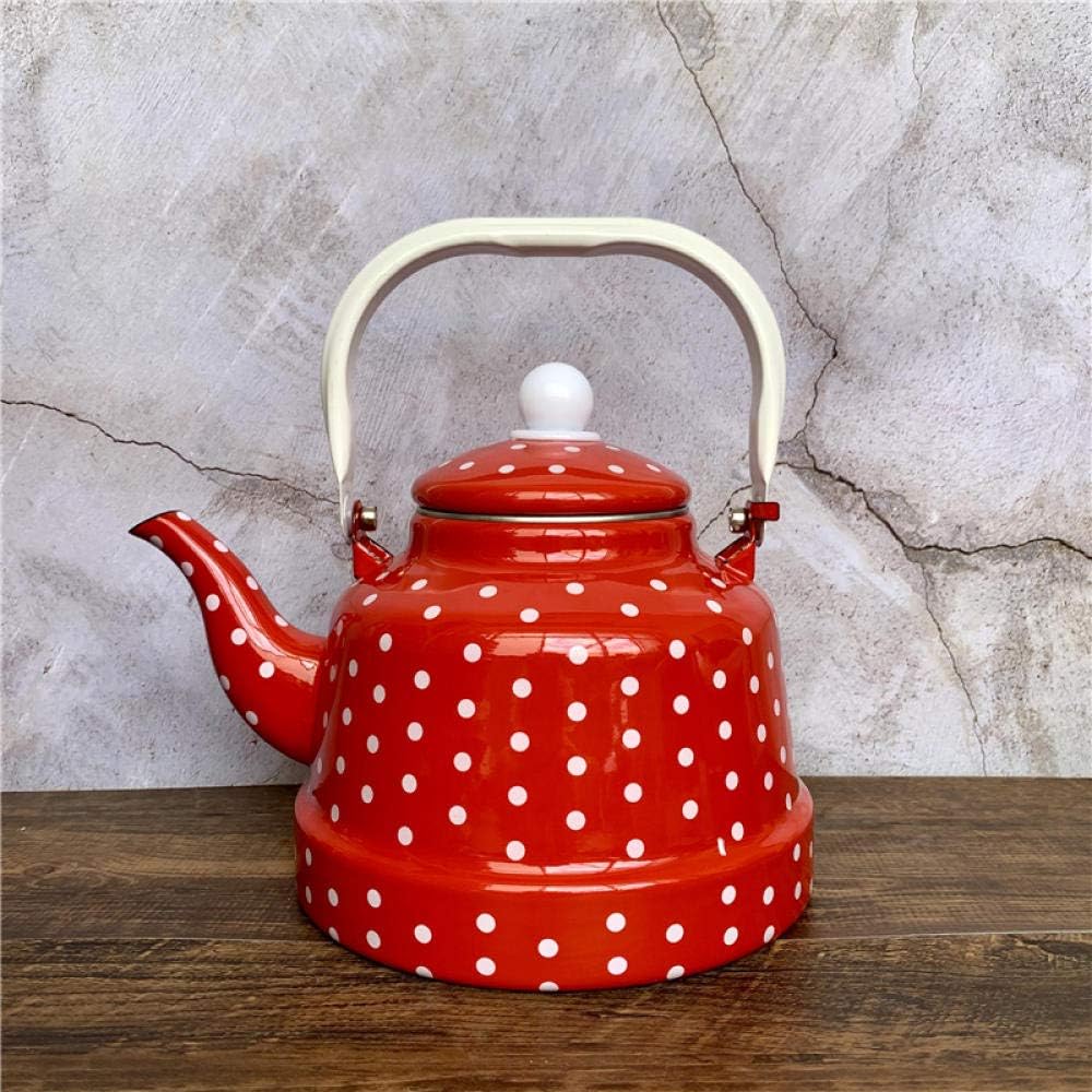 Stovetop Kettles Enamel Blush Bottom White Polka Dot Pot, Cutlery Pot Set Tea Sets