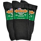 Extra Wide Medical Mid Calf Crew (Pack of 3), Antimicrobial, Made in USA, for Men and Women