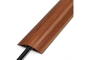 LZEOY Floor Cord Cover 4FT, Walnut Wood Cord Hider Floor, Soft PVC Cord Protector Floor, Hide Extension Floor Wire Covers for Cords, Organizer Wires Floor Cable Cover, Cable Cavity: 0.47" (W) x 0.24" (H)