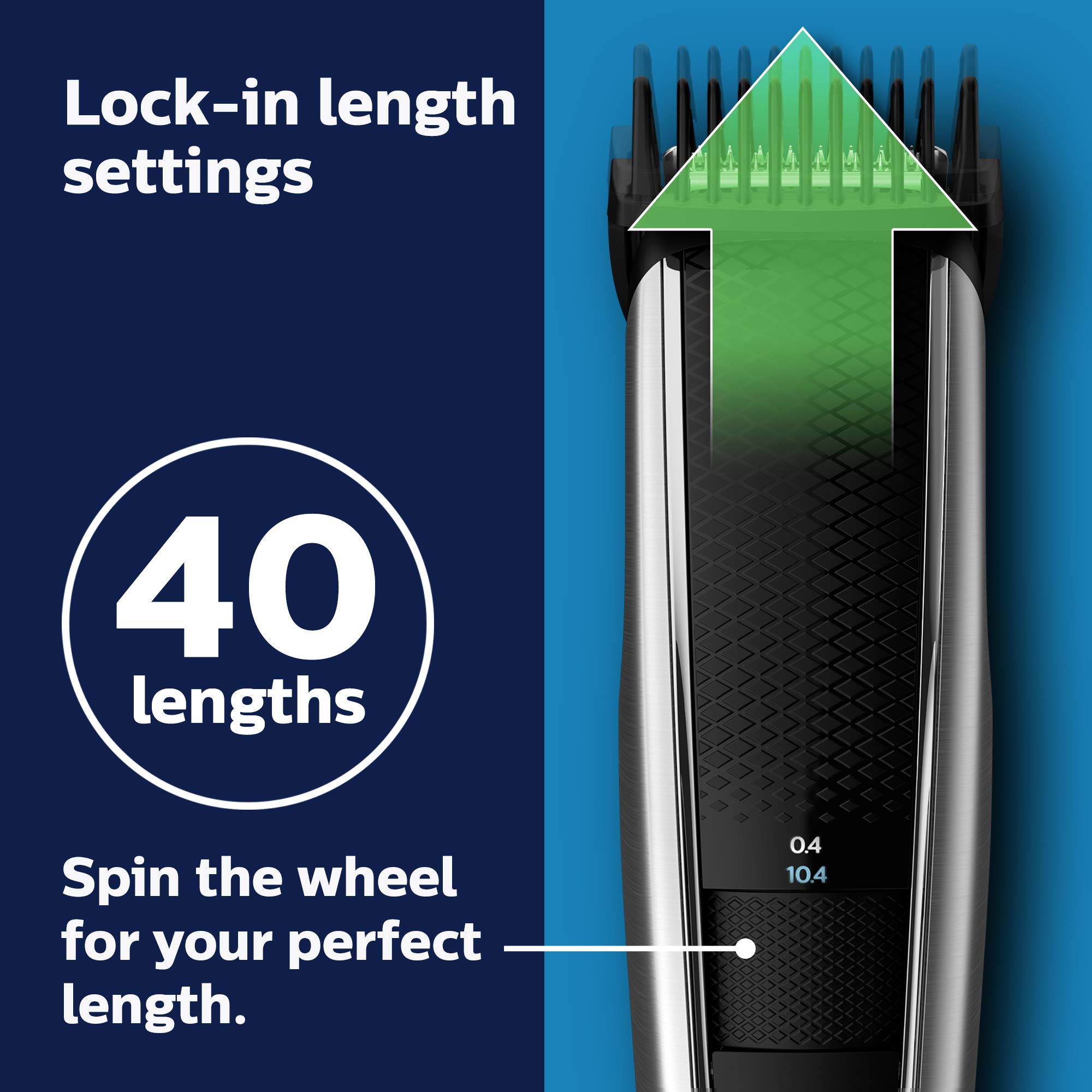 Norelco Philips Beard Trimmer and Hair Clipper Series 5500, Electric, Cordless, one Pass Beard Trimmer and Hair Clipper with Washable Feature for Easy Clean - No Blade Oil Needed - BT5511/49