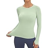 MathCat Workout Seamless Shirts for Women Long-Sleeved Yoga Running Breathable Thumb Holes Tops