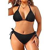 Women Plus Size Bikini Set - Two Piece Triangle Swimsuits Halter String Bathing Suit 2025 Tie Swimwear