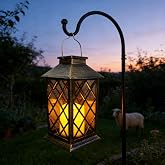 Solar Hanging Garden Lantern, Waterproof LED Flickering Flameless Candle Light (1pack)