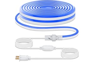 BRILLIHOOD Blue Neon Rope Lights, Flexible 120V LED Light Strip, SMD2835 120LEDs/M Outdoor Waterproof Plug & Play Neon Lighting with 2M UL Plug for Home Building Commercial Decor, 5M/16.4Ft