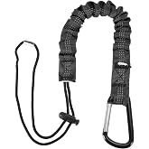 MECCANIXITY Retractable Tool Lanyard 2ft with Single Aluminum Buckle and Adjustable Loop End, Maximum Weight Limit 10KG / 22lb, Safety Fall Protection Tools Leash, Black