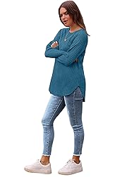 Saloogoe Womens Fall Tops 2025 Crewneck Long Sleeve