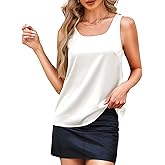 ADORPOP Silk Camisole Tops for Women - Satin Scoop Neck Tank Summer Shirts Sleeveless Basic Blouse Dressy Casual