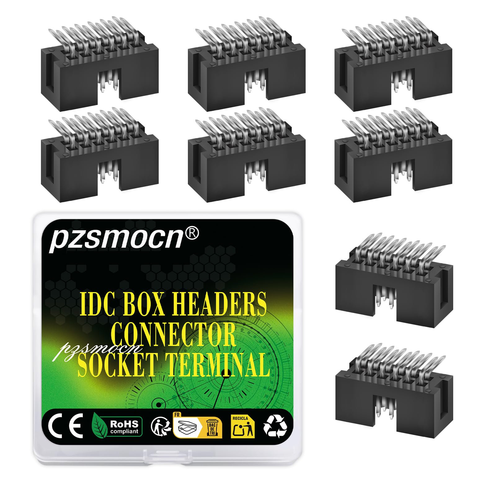 Pzsmocn 20 Pieces IDC 2 * 6 Double Row 2.54 mm Pitch JTAG ISP 12-Pin Box Header Connector Adapter Cable Male Socket SMT Terminal for PCB Electronic Equipment Projects.
