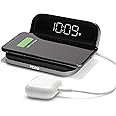 iHome iW18 Compact Digital Alarm Clock with USB and Qi Wireless Charging for iPhone 12, 11, XR, XS, X, 8, Galaxy S20, Z Flip,