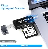 AIYEEN 4-in-1 USB C SD Card Reader Dual Slot OTG Adapter for Micro SD TF (Black) view 2