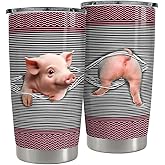 SANDJEST Pig Tumbler 20oz Stainless Steel Insulated Coffee Travel Mug Cup for Women Girls Pig Gifts for Birthday Christmas Mothers Day