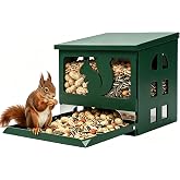 Squirrel Feeder for Outside, Durable Full Metal Squirrel Food Box, Large Capacity Chipmunk Feeder, Weather-Proof Squirrel House, Heavy Duty Squirrel Feeders