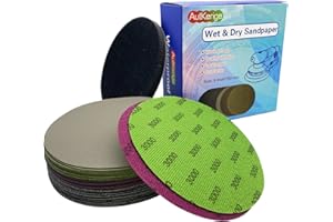 AUTKERIGE 40 PCS Wet Dry Sandpaper Grit (1000 1500 2000 3000) with 1 PCS Professional Interface Pad,6 Inch Silicon Carbide Hook & Loop Sanding Disc for Auto Metal Wood Daily Polishing