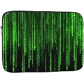 Nicokee Laptop Sleeve Bag 15.4 15.6 Inch,Matrix Style Coding Green Digital Protective Polyester Computer Cases Laptop Cover Briefcase Bag Tablet Travel Cover