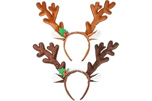 HANSGO Reindeer Antlers Headband, 2PCS Deer Antlers with Bells Cute Christmas Reindeer Ears