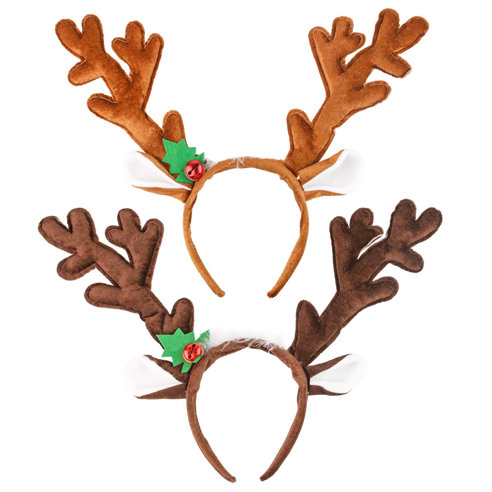 HANSGO HANSGO Reindeer Antlers Headband, 2PCS Deer Antlers with Bells Cute Christmas Reindeer Ears