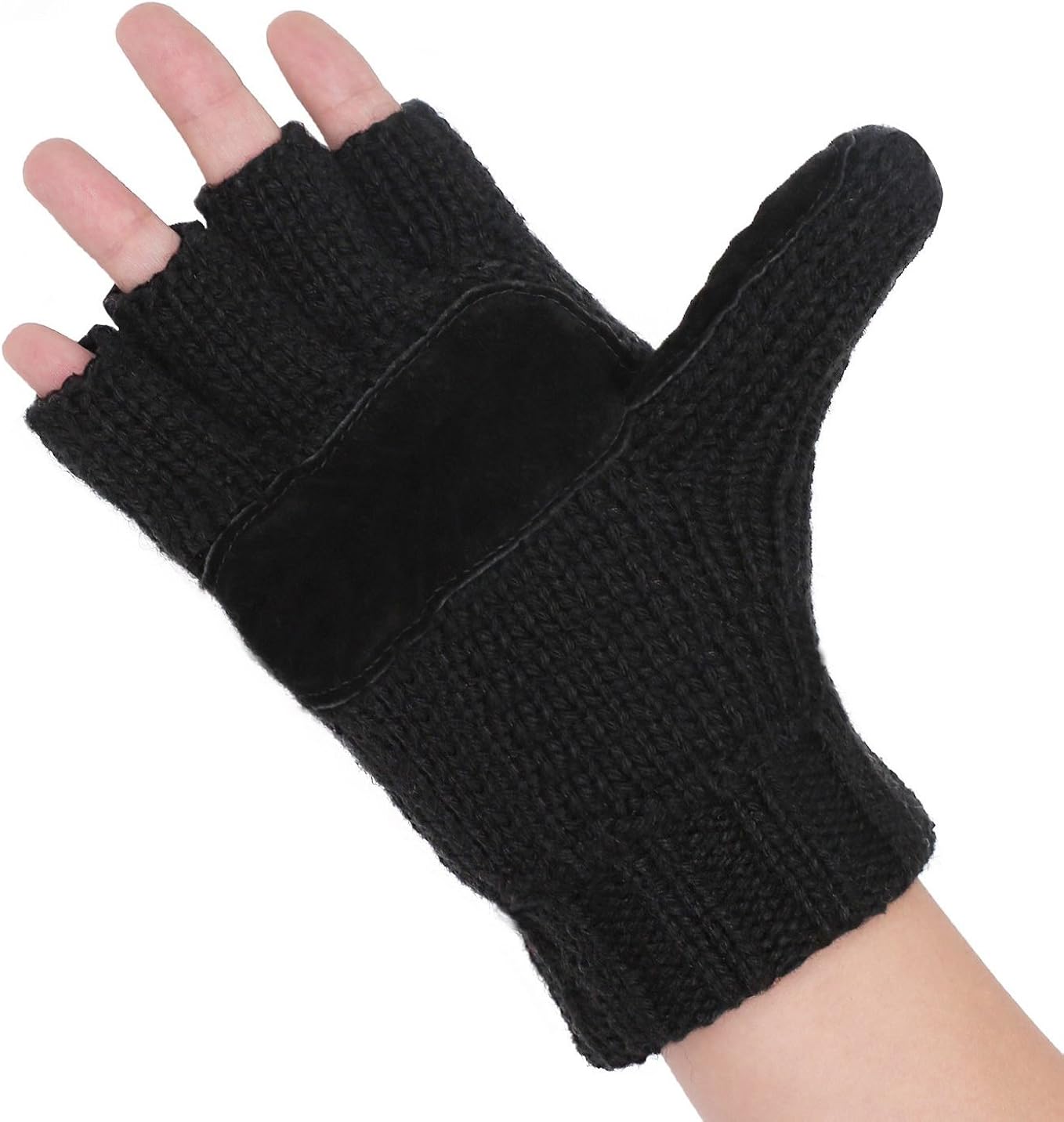 Winter Wool Knitted Fingerless Gloves Convertible Thinsulate Thermal Insulation Mittens for Women & Men(Black) at  Women’s Clothing store