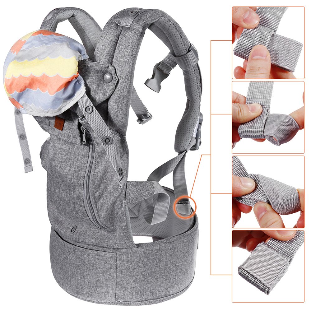 Lictin Marsupio Neonati Ergonomico con Sedile - Marsupio Bimbo con 2 Pezzi  Asciugamani Bambini e 1 Pezzi Catena Ciuccio, 6 Modi di Indossare,  Regolabile ad Neonato e Bimbo da 3,5 a 20 Kg